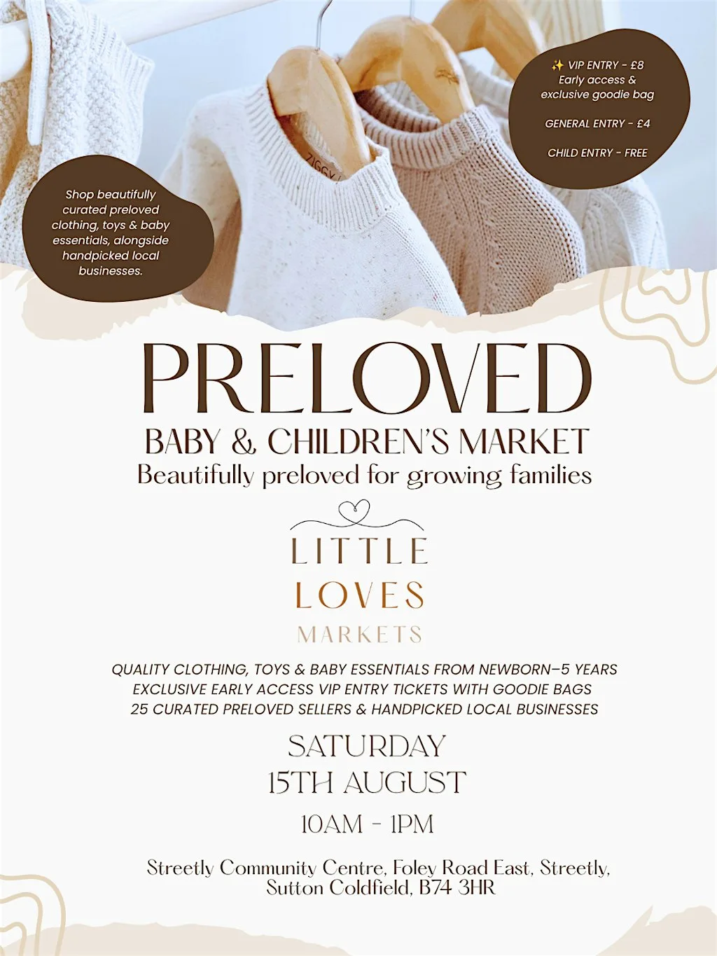 Preloved baby & children’s market by Little Loves Markets, Sutton Coldfield at Streetly Sports and Community Association