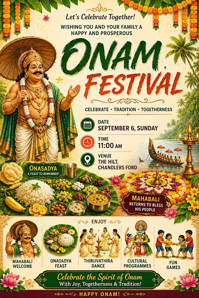 ONAM - Festival of Kerala at The Hilt (Hiltingbury Community Centre)