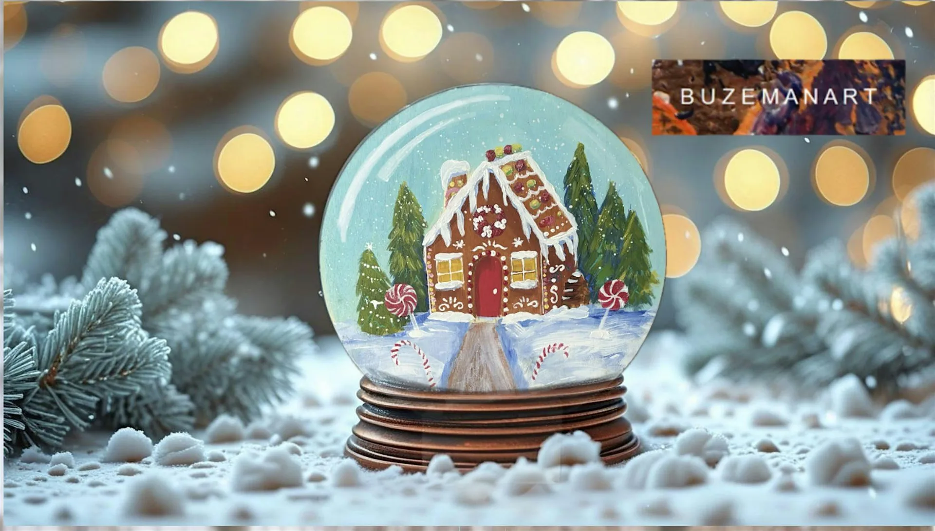 Snow globe painting ‘Gingerbread house’ @ The Hayride, Beverley at Hayride