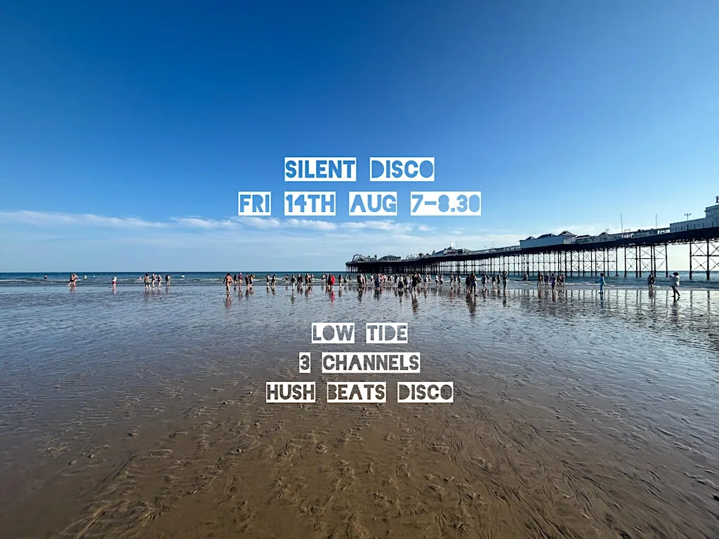 Daylight Disco Club- Low tide silent disco, shoreline EAST side Palace pier at Brighton Beach. East side of Brighton Palace Pier
