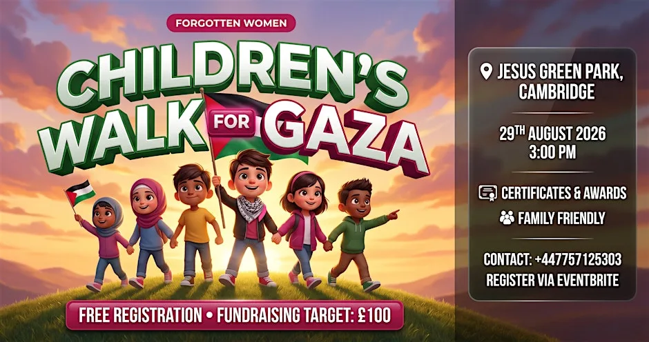Children’s Walk for Gaza in Jesus Green Cambridge at Jesus Green