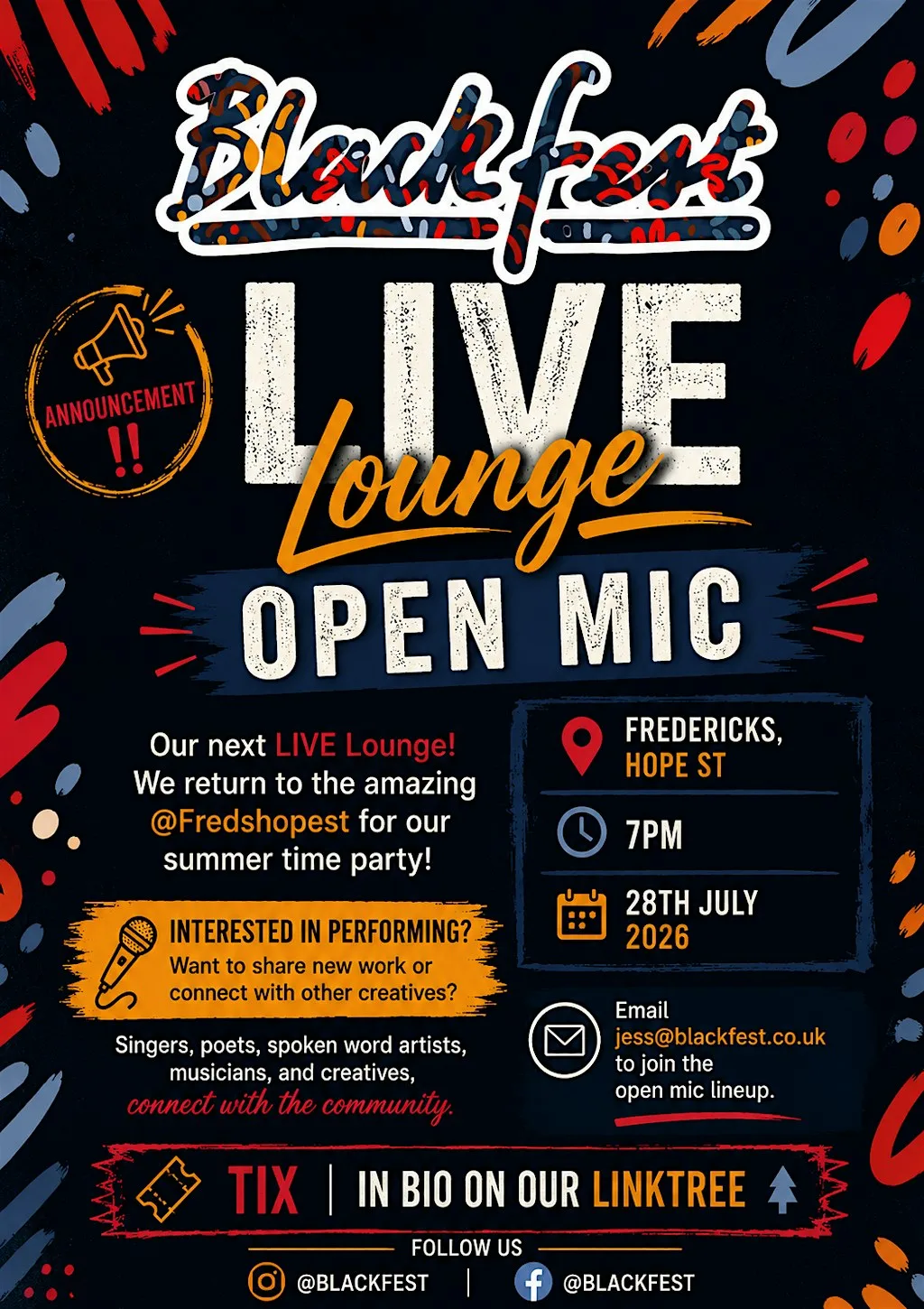 BlackFest LIVE Lounge | Open Mic Night at Frederiks