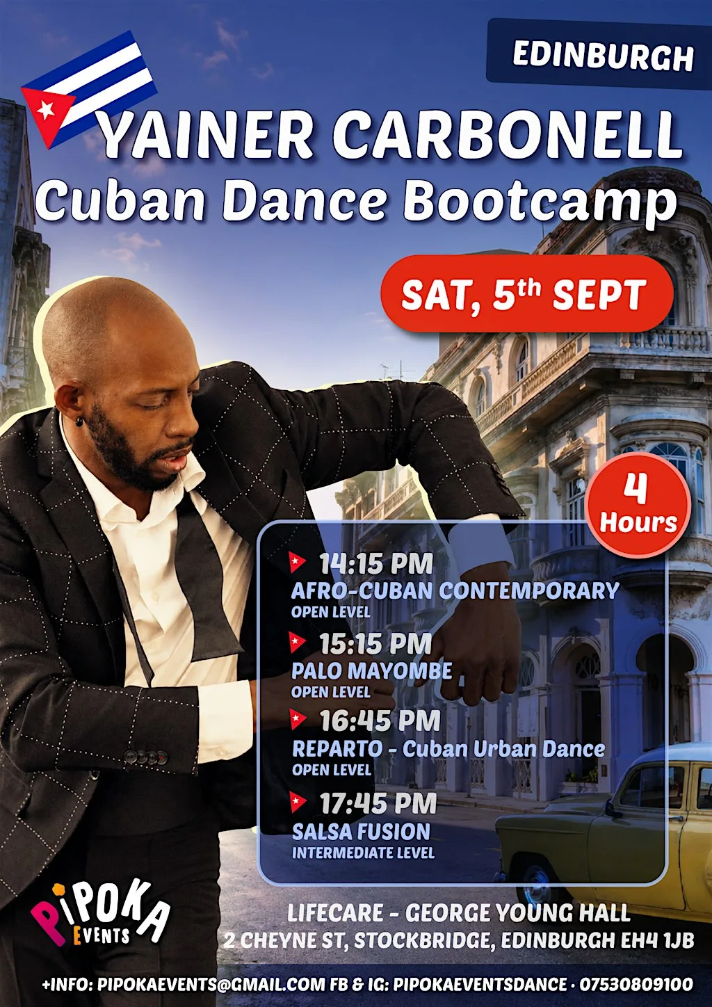 Cuban Dance Bootcamp with Yainer Carbonell at LifeCare Edinburgh