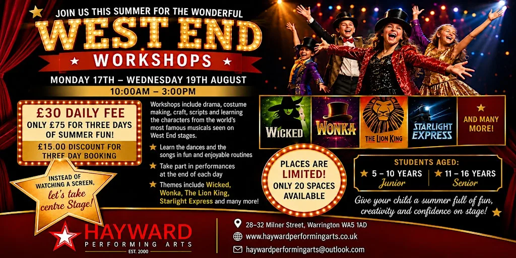 The Wonderful Westend Workshops - No Screens! Just Centre Stage! at Hayward Performing Arts - Dance School
