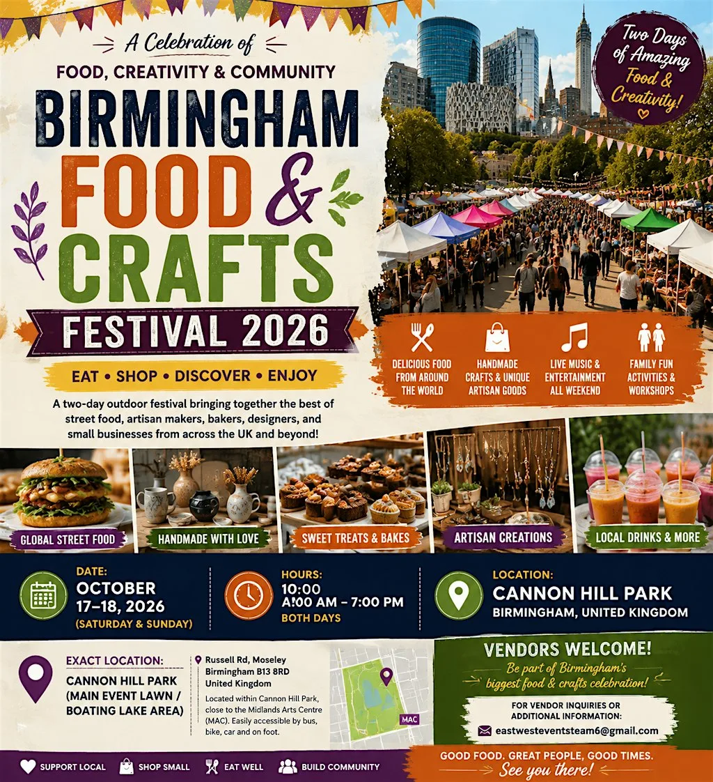 Birmingham Food & Crafts Festival 2026 at Cannon Hill Park