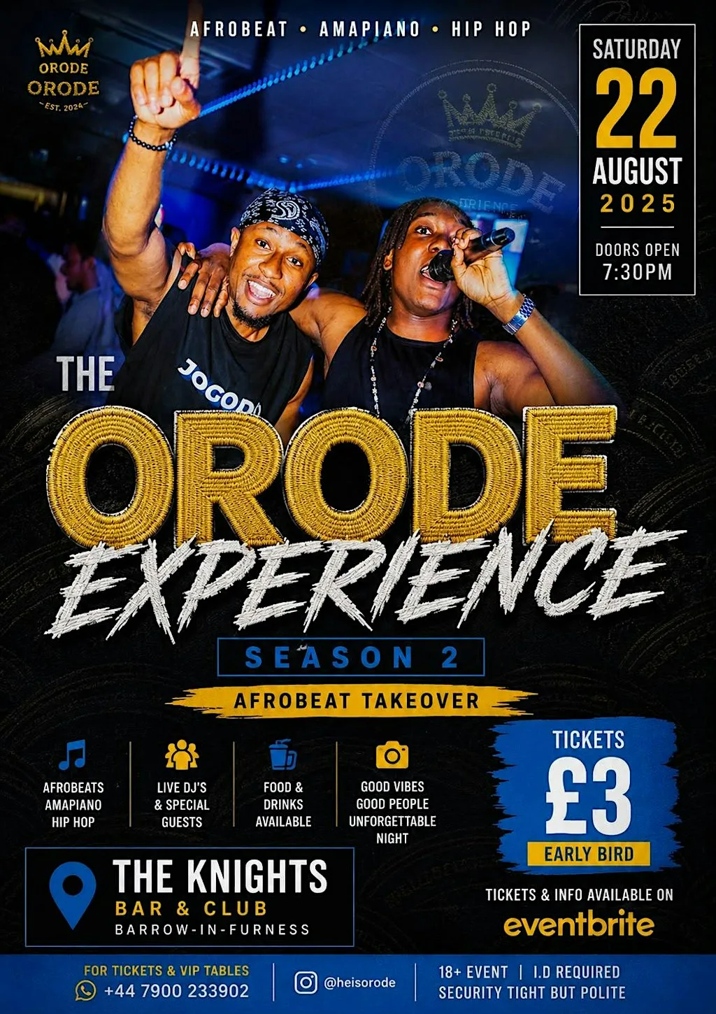 EXPERIENCE ORODE | AFROBEAT TAKEOVER | S2 at The Knights Bar & Club