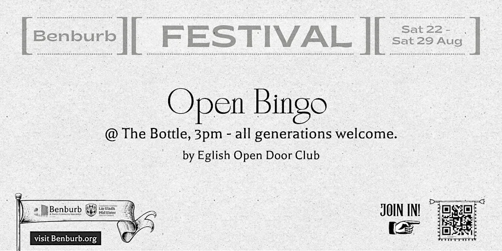 Benburb Festival 2026 | Open Bingo at The Bottle Of Benburb