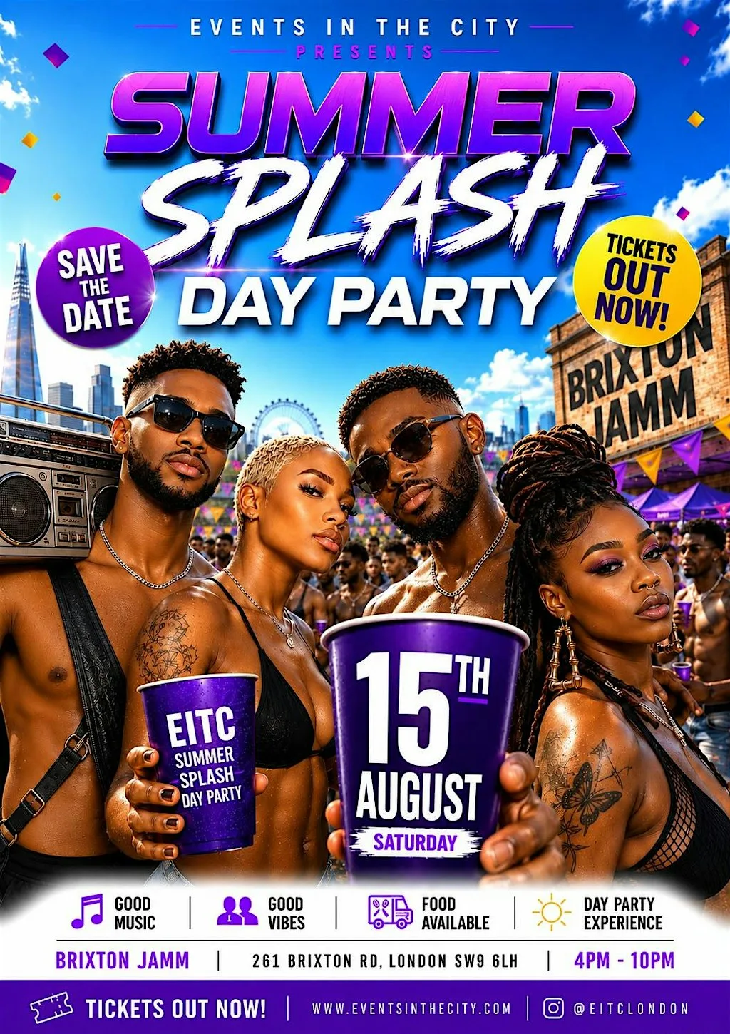 EVENTS IN THE CITY PRESENTS: PURPLE CUP DAY PARTY – SUMMER SPLASH! at Brixton Jamm