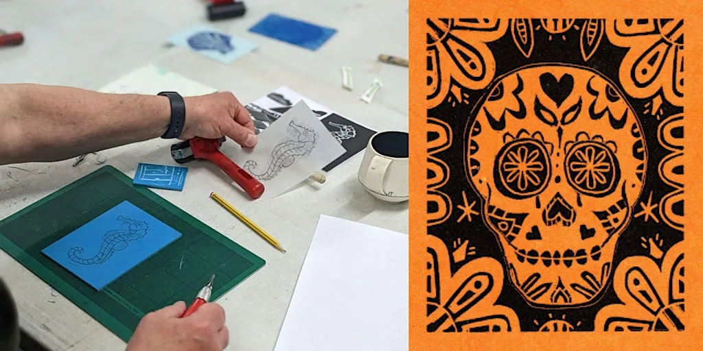 Create with Katie: Day of the Dead Lino Printed Skulls at St Peter's Poole (St Peter's Parkstone)