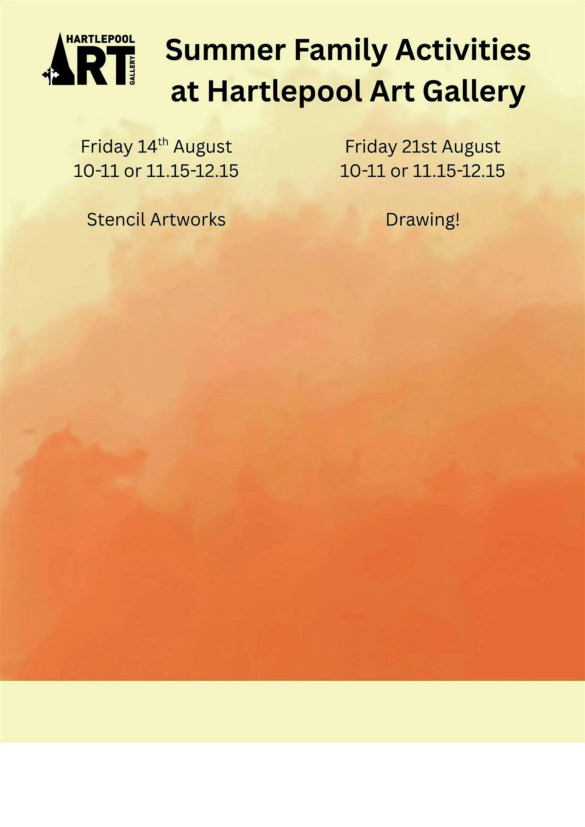 Summer Family Session - Stencil Artwork - 10am session at Hartlepool Art Gallery