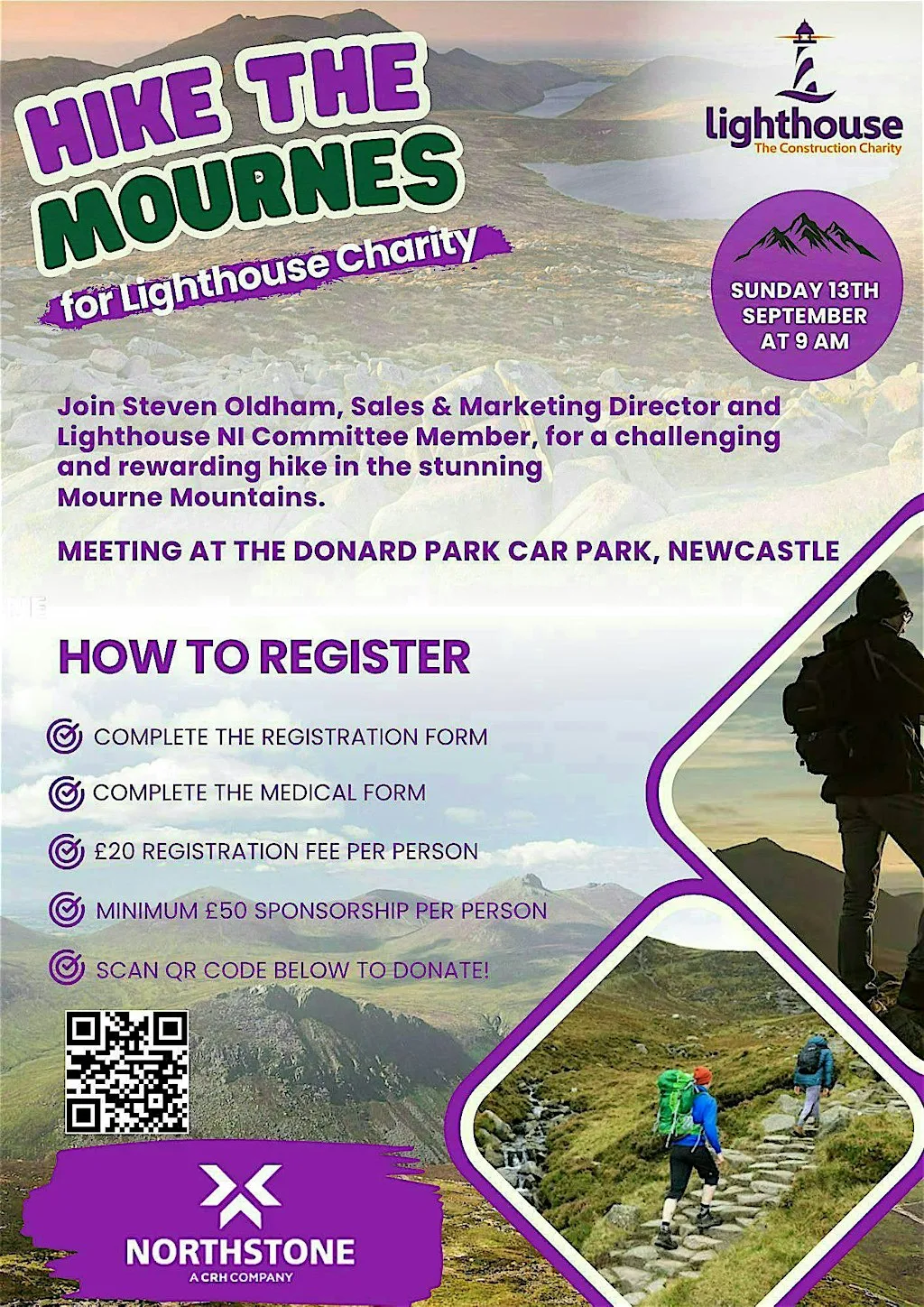 HIKE THE MOURNES FOR THE LIGHTHOUSE CHARITY at Donard Car Park