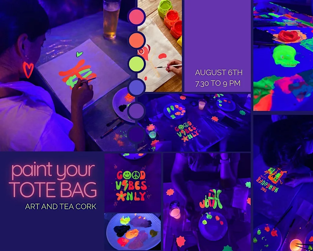 Paint your own tote bag - Neon Paint Experience at The Liberty Bar X Resistance