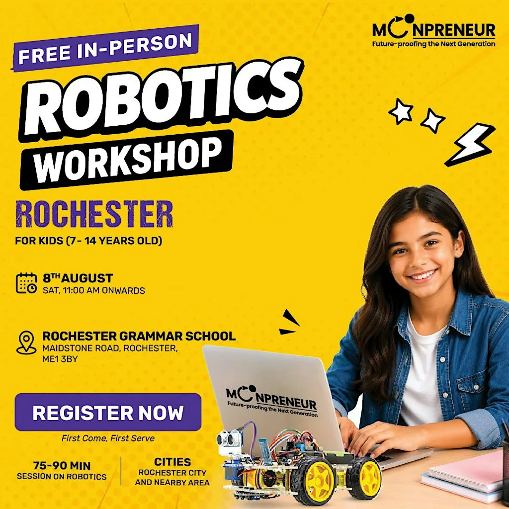 Free In-person Robotics Class in Rochester for Kids Ages (7-14 Yrs)