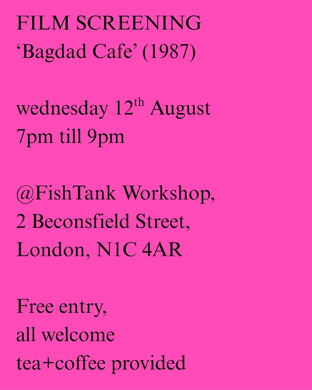Free FILM SCREENING: 'Bagdad Cafe' (1987)
