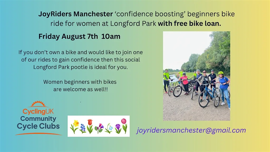 JoyRiders Manchester 'confidence boosting' ride with bike loan at Longford Park athletic track