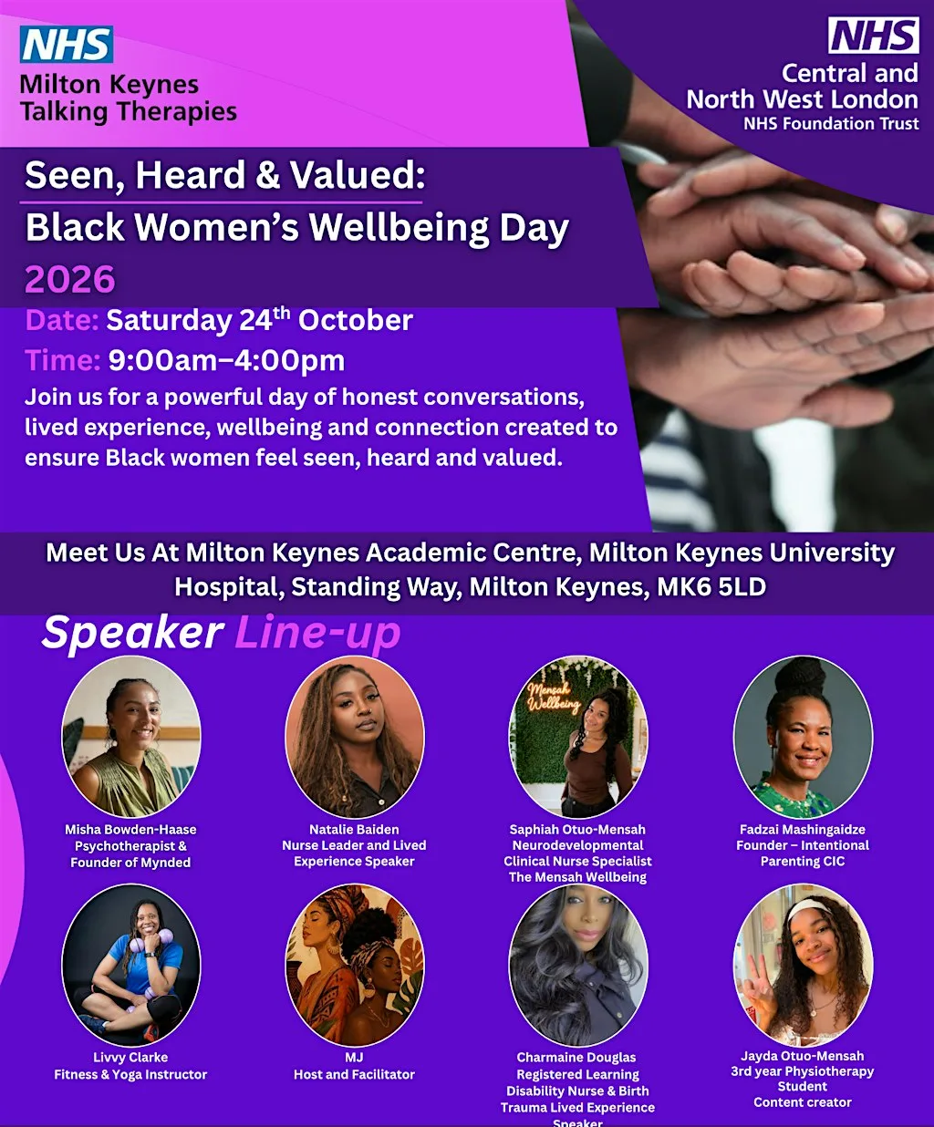 Seen, Heard & Valued: Black Women’s Wellbeing Day 2026 at Academic Centre - The University of Buckingham