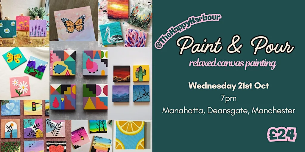 Paint & Pour: relaxed canvas painting, Manchester at Manahatta Deansgate