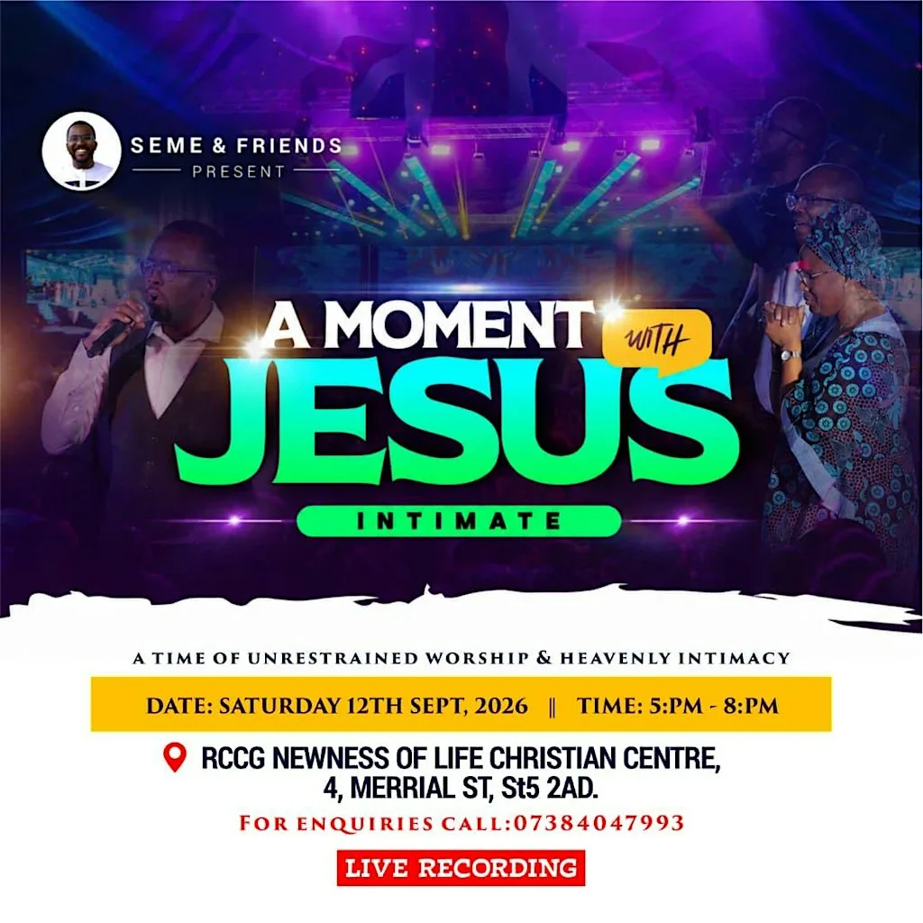 A Moment with Jesus: Intimate at RCCG Newness of Life Christian Centre, Merrial Street, Newcastle-under-Lyme, Newcastle