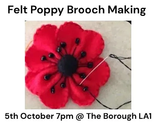 Felt Poppy Brooch — Fizz & Felt Evening | 5th October 7pm Join tutor Liz …. at The Borough | Pub, Restaurant & Hotel