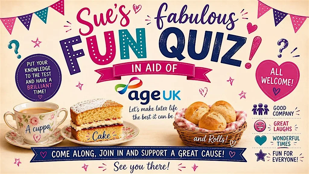 Fabulous fun charity quiz in aid of Age UK, with a cuppa☕for £1 at Patricia Venton House Astor Drive Mount Gould Plymouth  · Plymouth