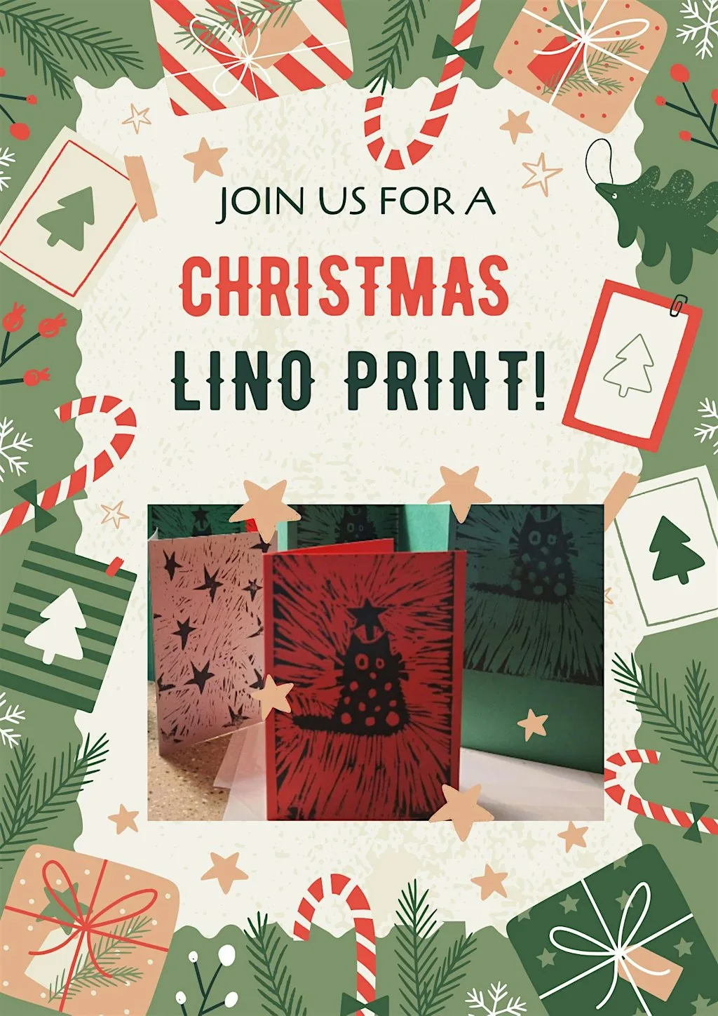 Christmas Card & Wrap Lino Printing at Chirpy