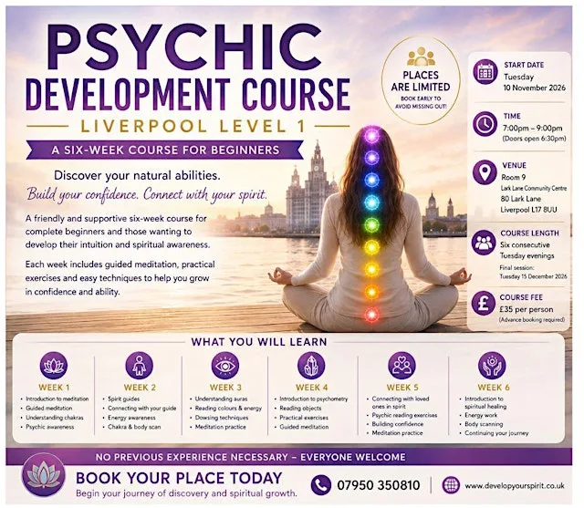 Psychic Development Course Liverpool November 2026 at Lark Lane Community Centre