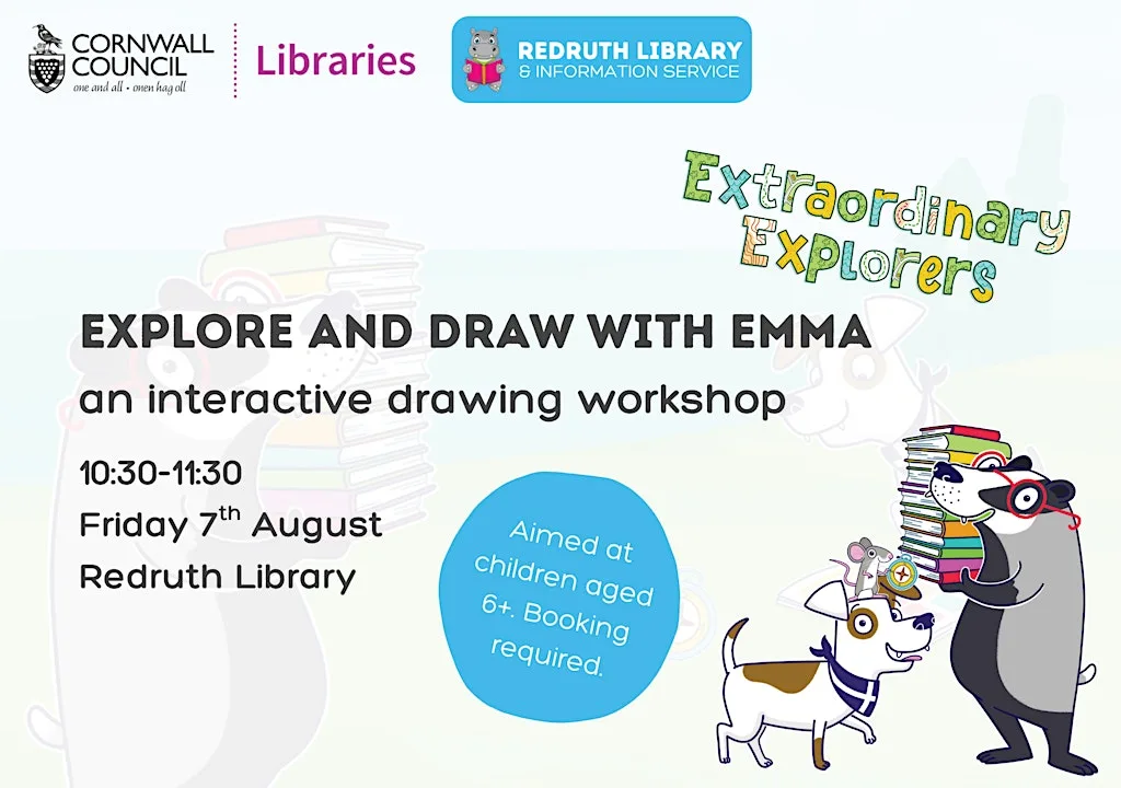 Explore and draw with Emma at Redruth Library & Information Service