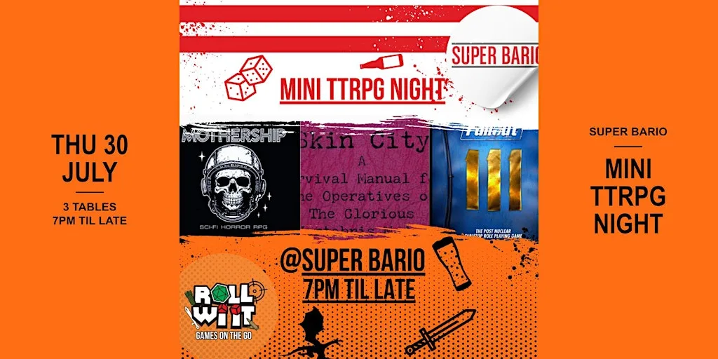 Mini TTRPG Night @ Bario - Thu 30th of July 2026