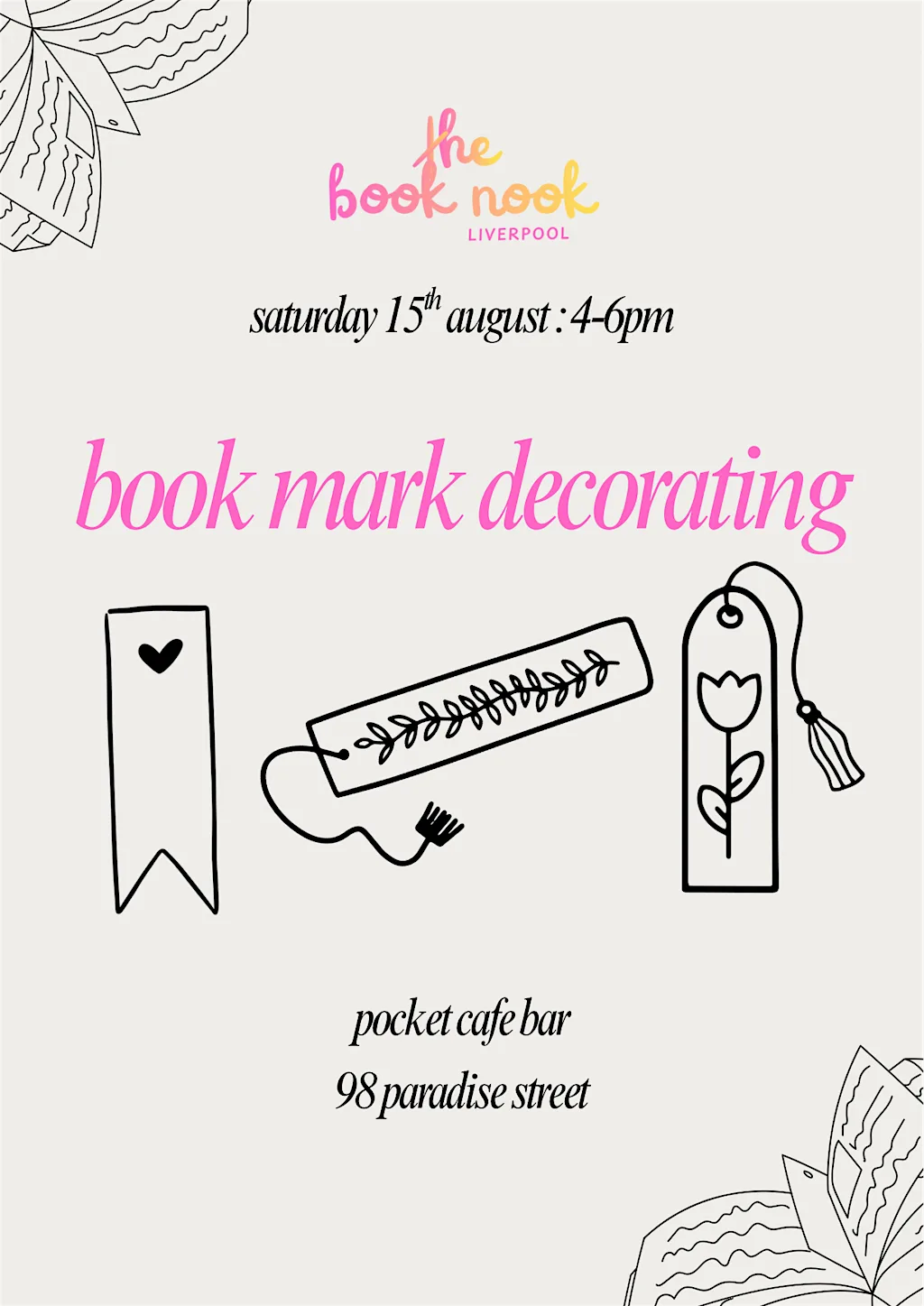 bookmark decorating! at Pocket cafe bar