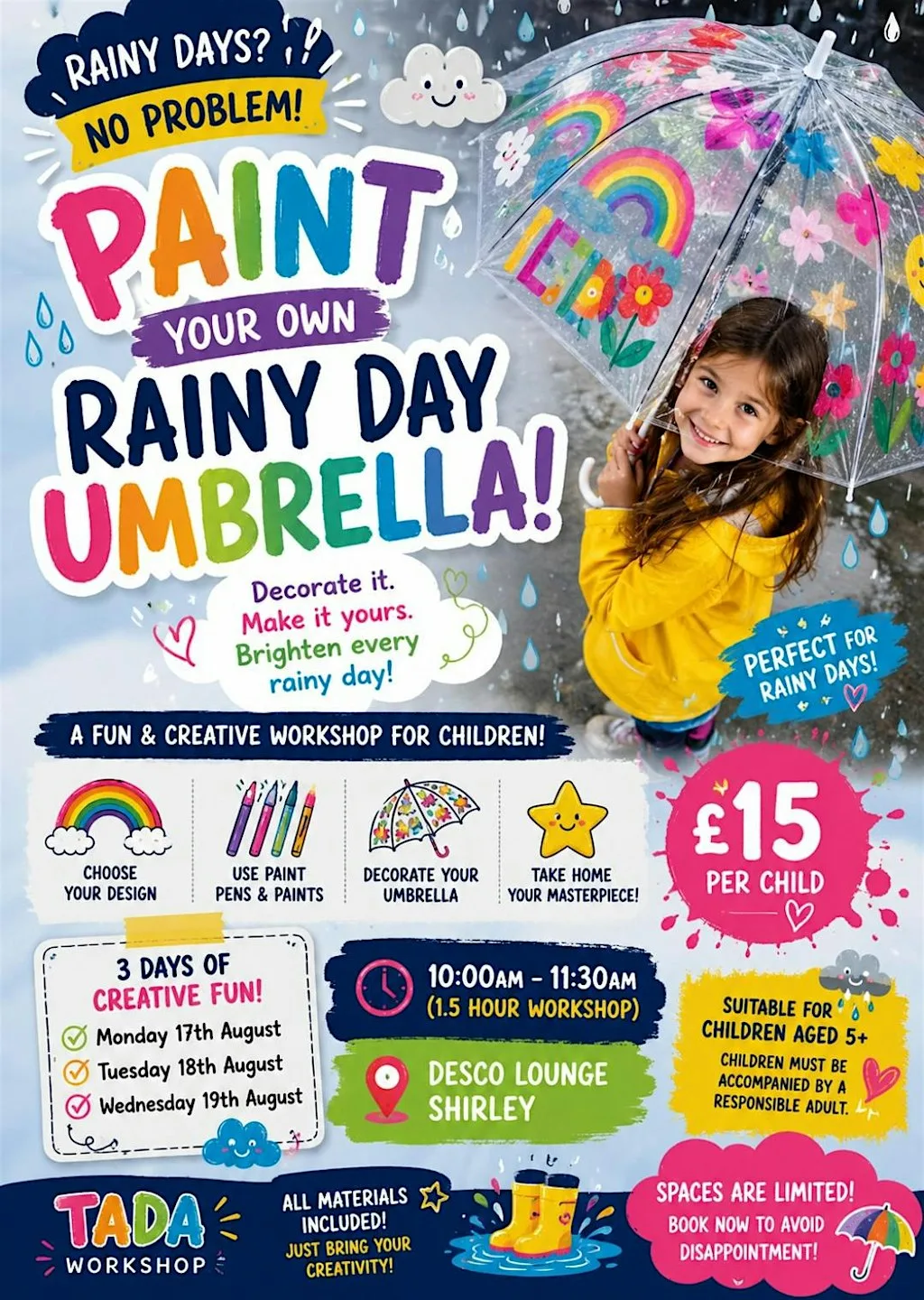 Day 1- Paint Your Own Rainy Day Umbrella! Workshop