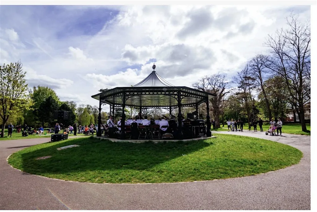 Luton Brass Band on the Wardown Park Bandstand at Wardown Park