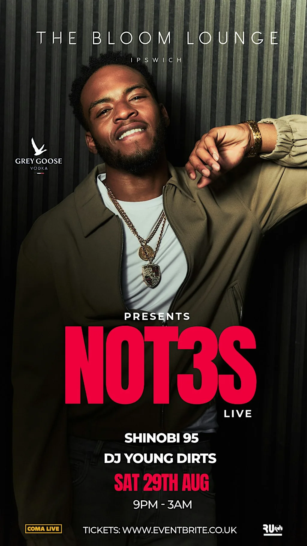 NOT3S Live at The Bloom Lounge | Bank Holiday Saturday | Ipswich at The Bloom Lounge