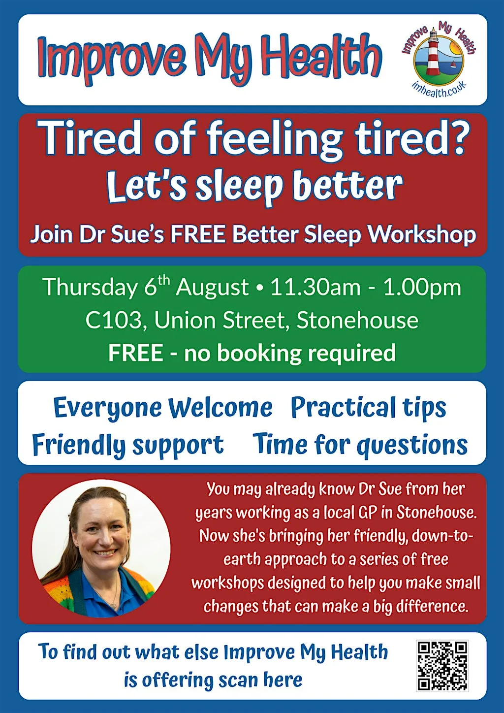 Improve My Sleep with Dr Sue at 103 Union St