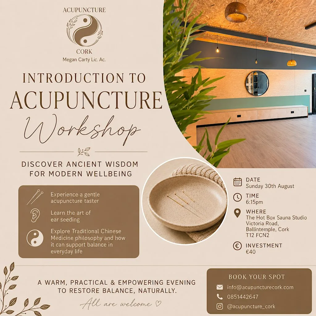 Introduction to Acupuncture & Ear Seeds: A 2-Hour wellness workshop at Astudio Cork (The Hot Box Sauna)