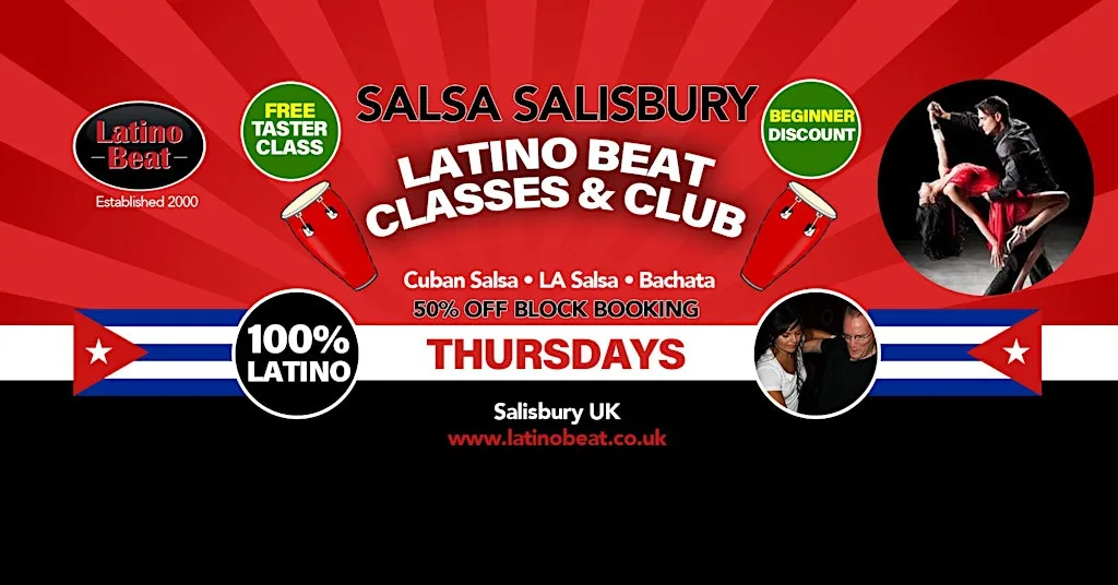 Latino Beat Salsa Salisbury Classes & Social Thu 10 Sept St Gregory's Hall