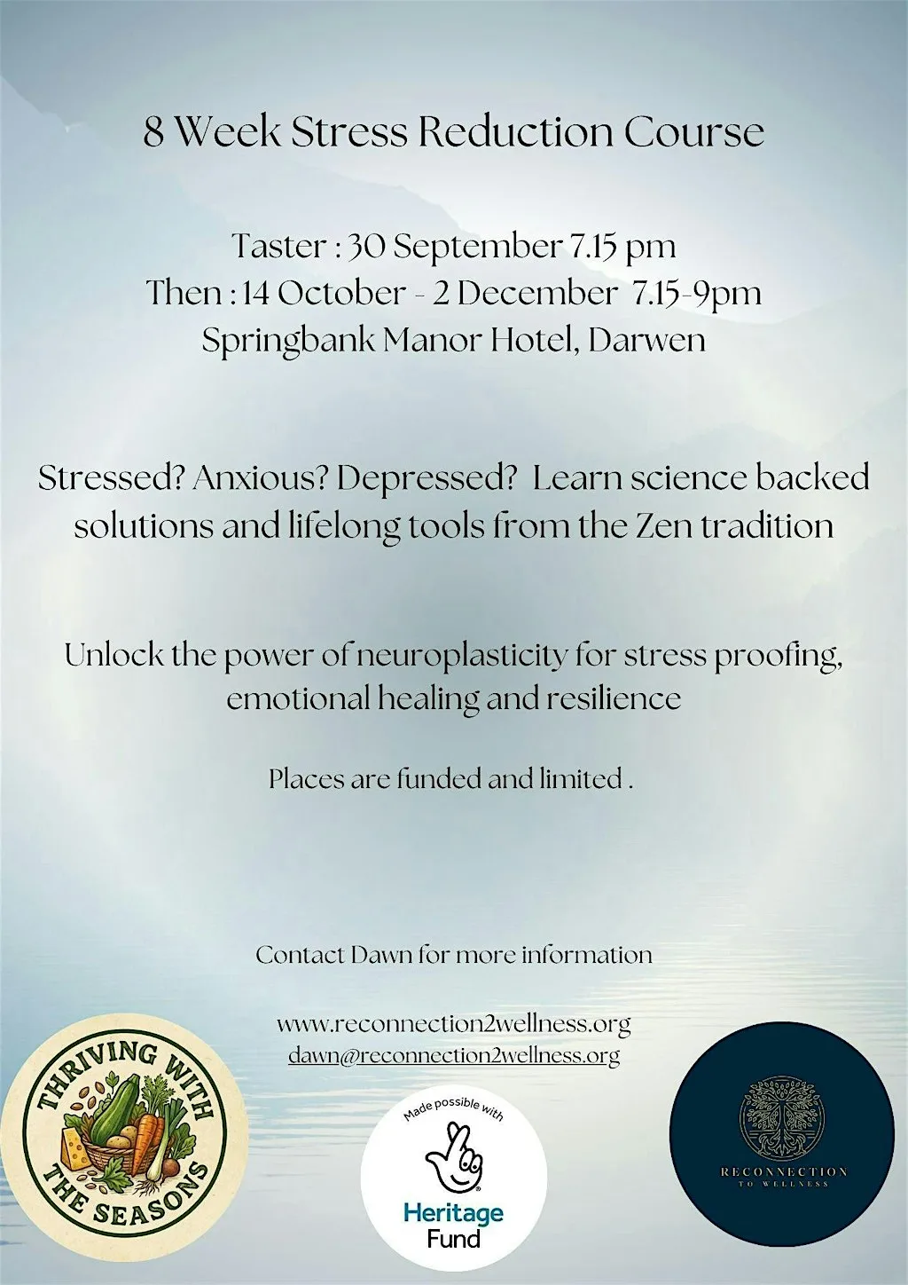 Free 8-Week Stress Reduction Course in Darwen at Springbank Manor