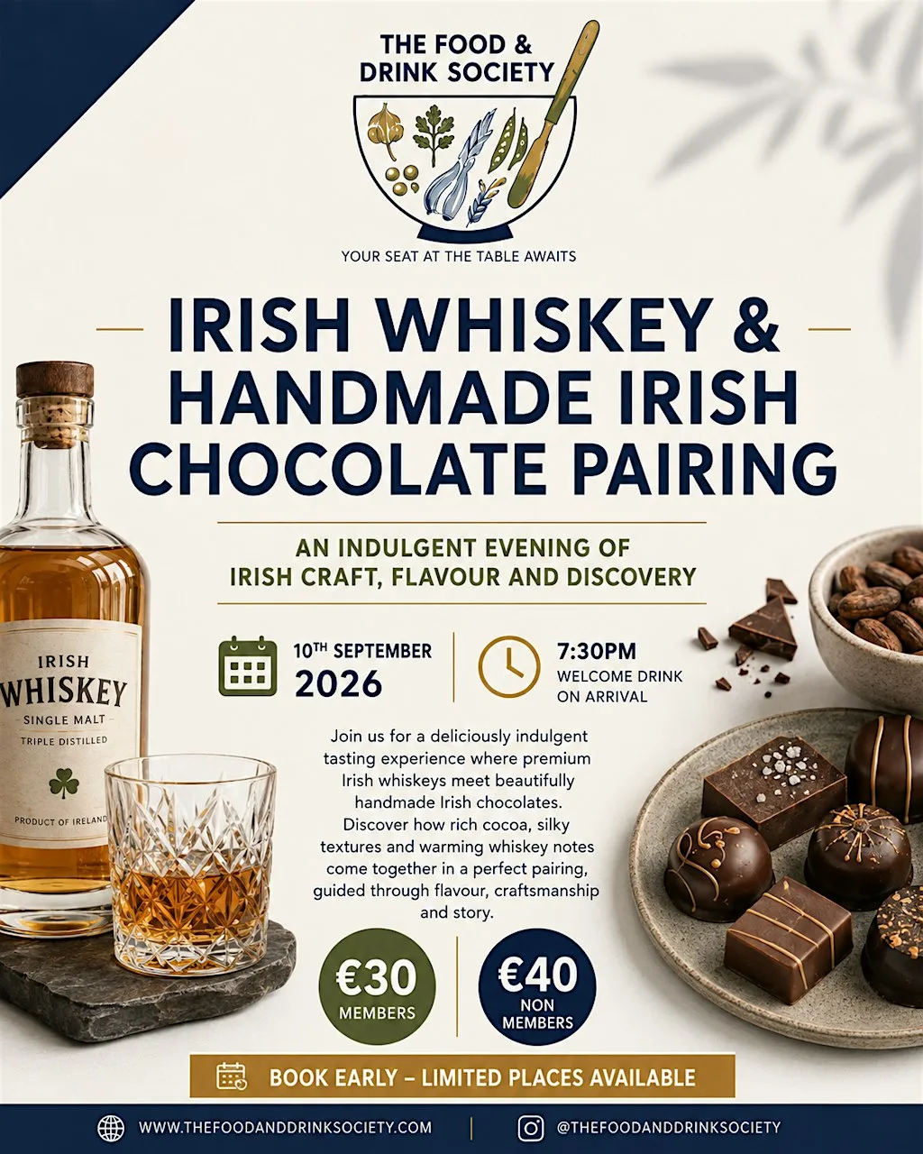 Irish Whiskey and Oriel Chocolate Pairing at Greenore Railway Saloon