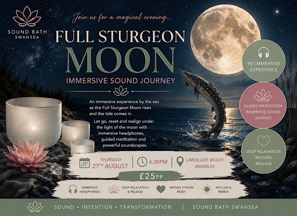 Full Moon Beach Sound Waves Circle for the Sturgeon Moon