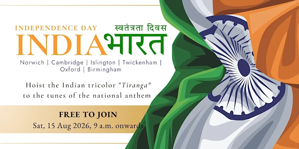 India Independence Day - Flag Hoisting In Cambridge - Free to Join at Namaste Village Cambridge