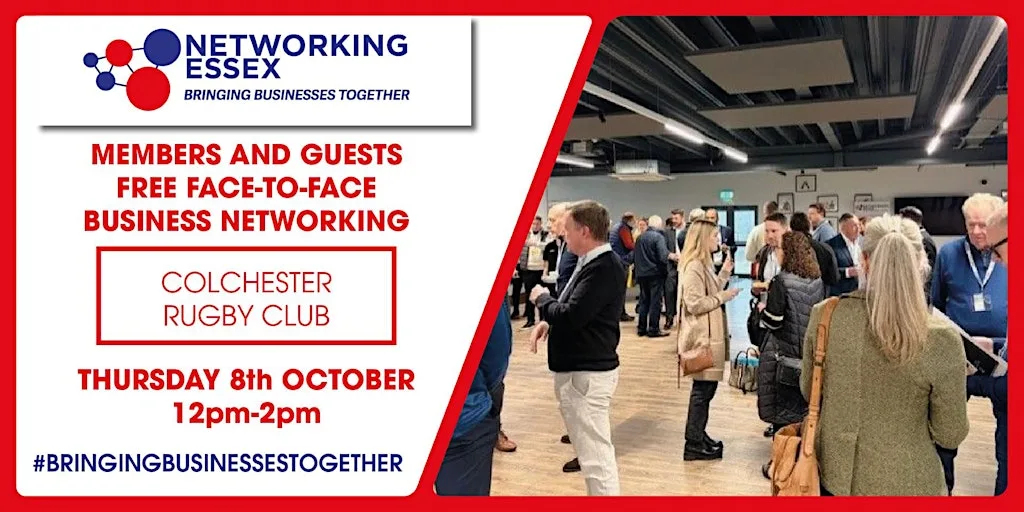 (FREE) Networking Essex Colchester Thursday 8th October 12pm-2pm
