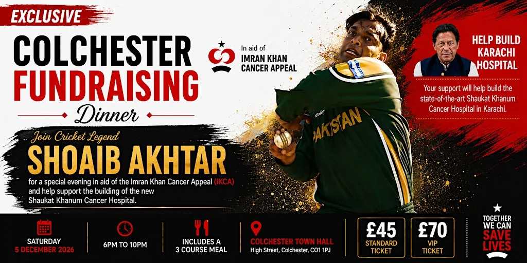 Imran Khan Cancer Appeal Fundraising Dinner – Colchester at Colchester Town Hall