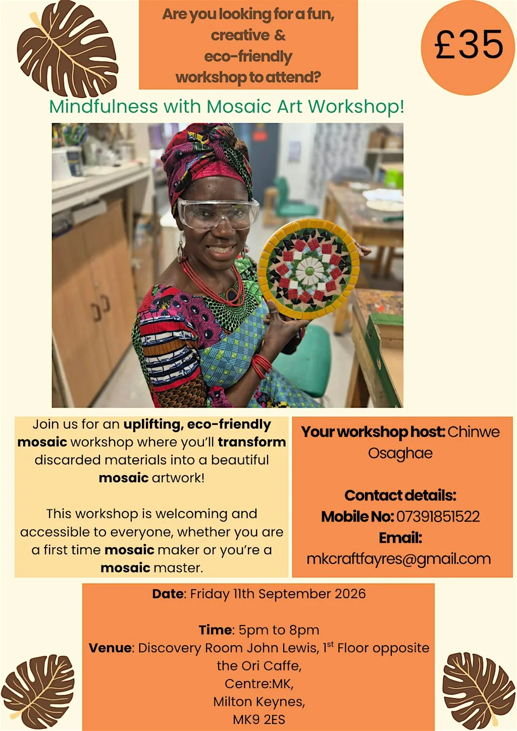 Mindfulness with Mosaic Art Workshop! at John Lewis & Partners