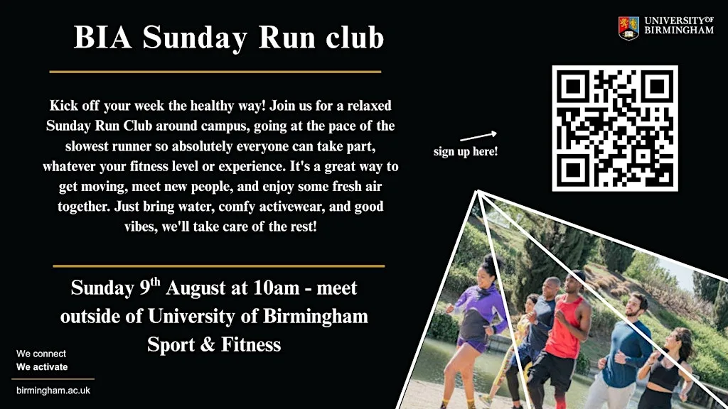 BIA: Sunday Run Club – Led by Alice Walker at University of Birmingham Sport & Fitness
