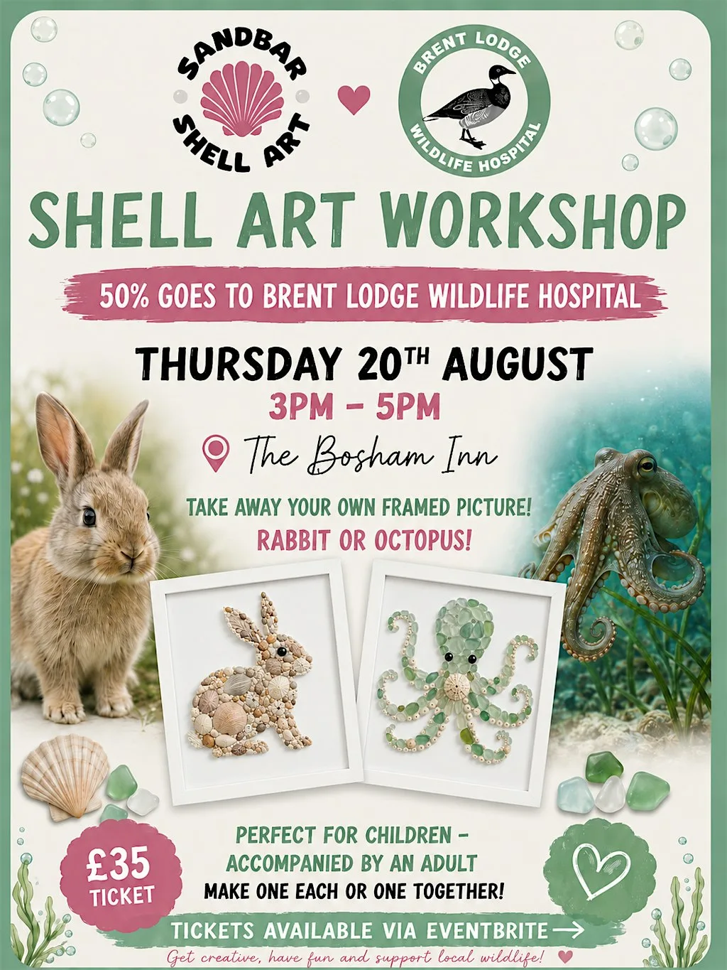 Shell Workshop for Brent Lodge Wildlife Hospital at The Bosham Inn