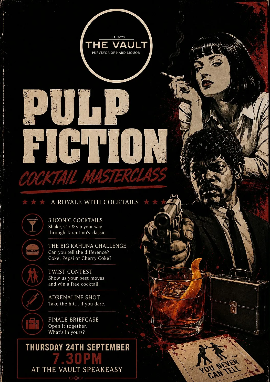 Pulp Fiction Cocktail Masterclass at The Vault