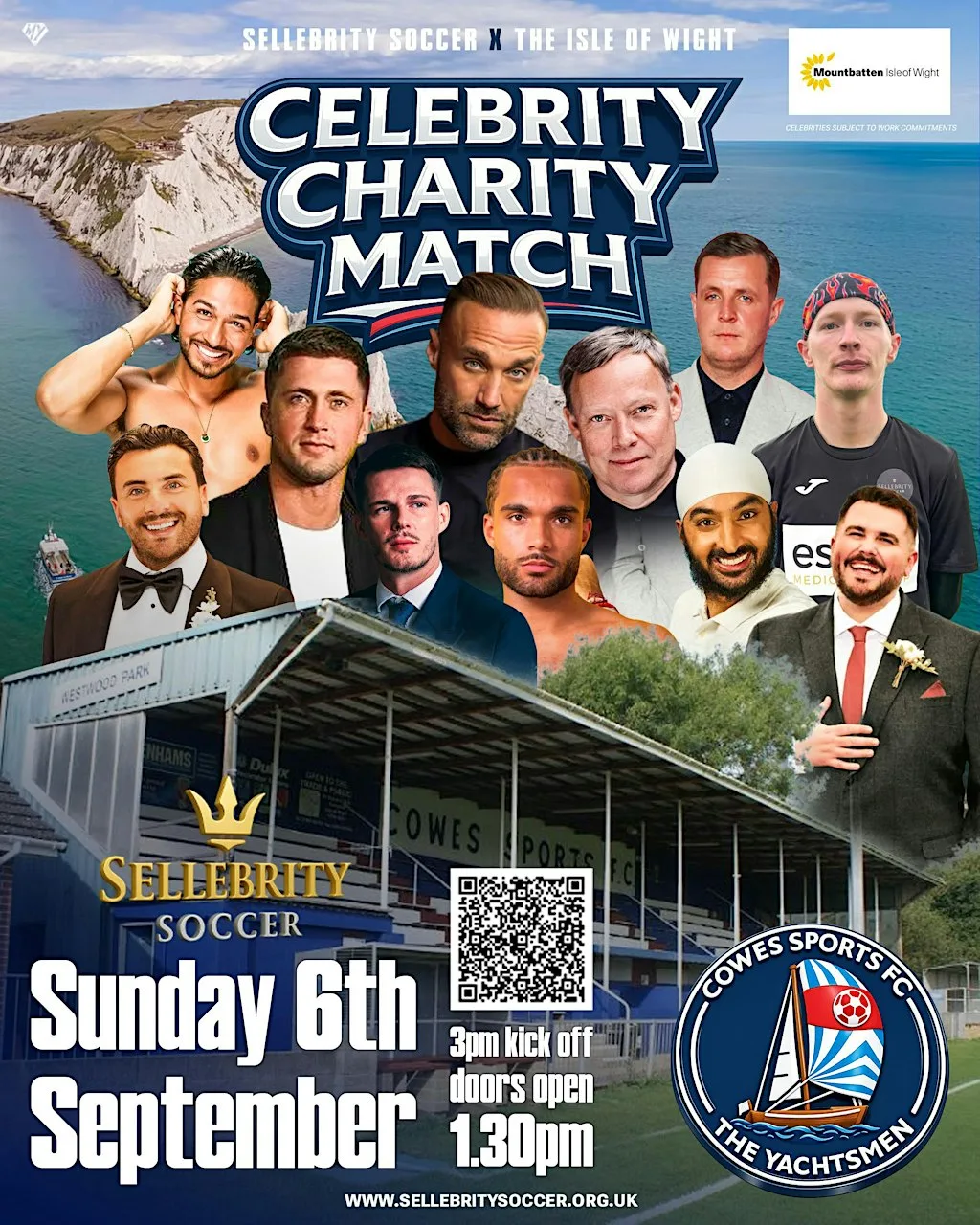 Celebrity charity football match at Cowes Sports Football Club