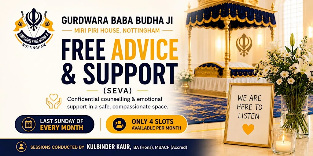Free Monthly Counselling & Emotional Support (Seva) – Nottingham