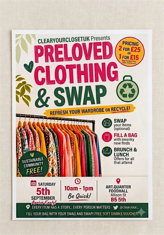 Birmingham Preloved Clothing SHOP & SWAP at Art Quarter
