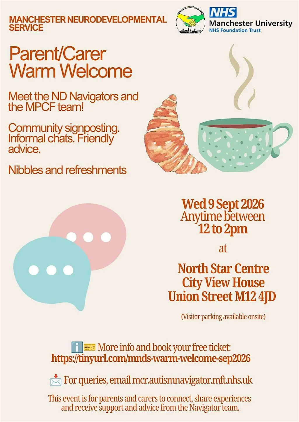 Manchester Neurodevelopmental (ND) Service Warm Welcome at North Star Centre @ City View House