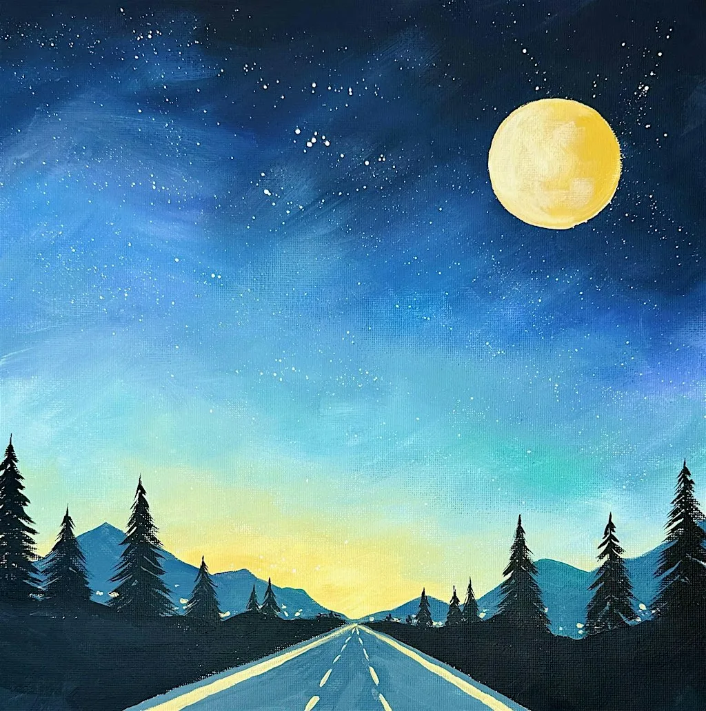 Sip & Paint at the Tobacco Factory, Bristol - "Moonlit Highway" at Tobacco Factory